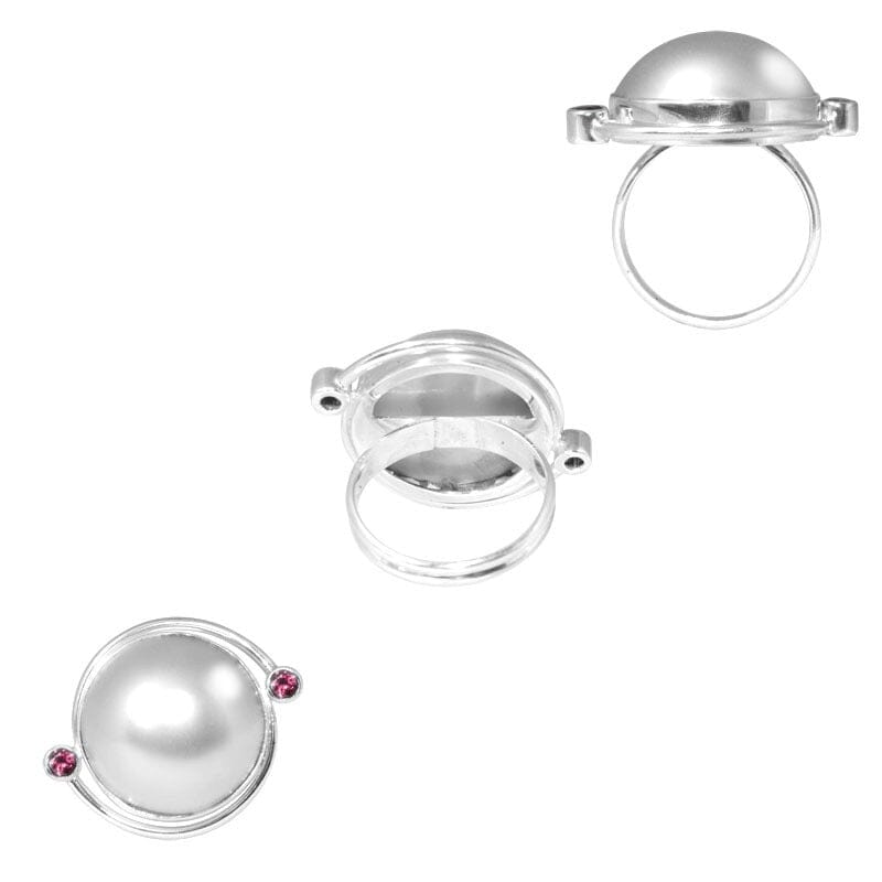 SR-6075-CO2 Sterling Silver Ring With Mabe Pearl And Garnet Jewelry Bali Designs Inc 6 