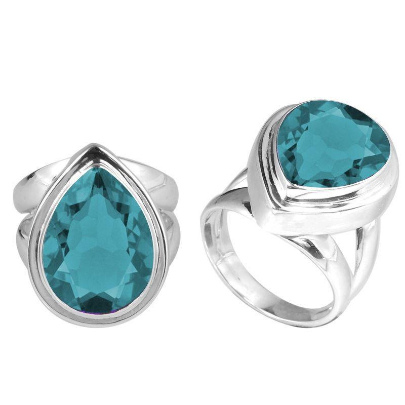 SR-8050-BT-5" Sterling Silver Ring With Blue Topaz Q. Jewelry Bali Designs Inc 