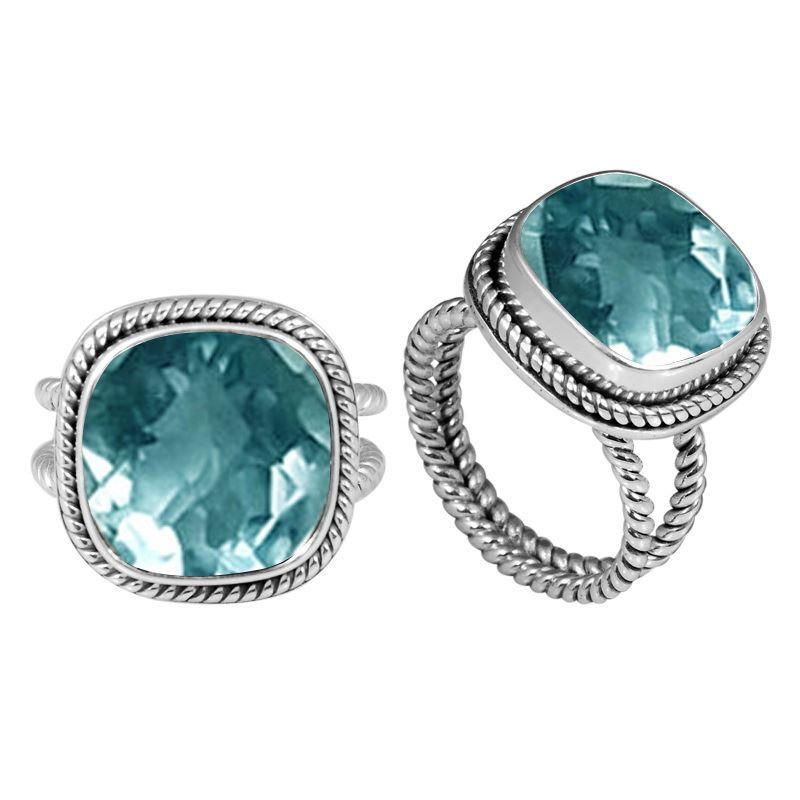 SR-8051-BT-5" Sterling Silver Ring With Blue Topaz Q. Jewelry Bali Designs Inc 