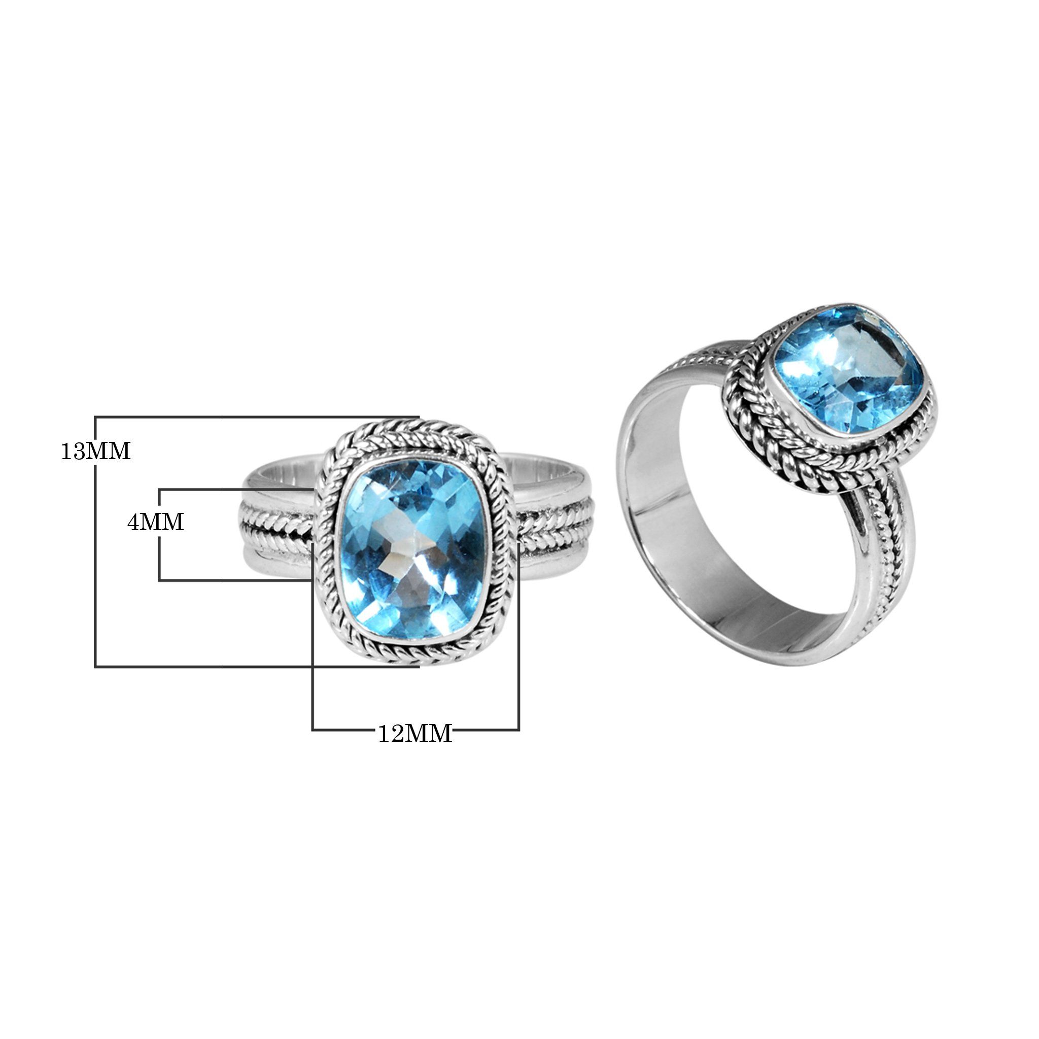 SR-8052-BT-5" Sterling Silver Ring With Blue Topaz Q. Jewelry Bali Designs Inc 