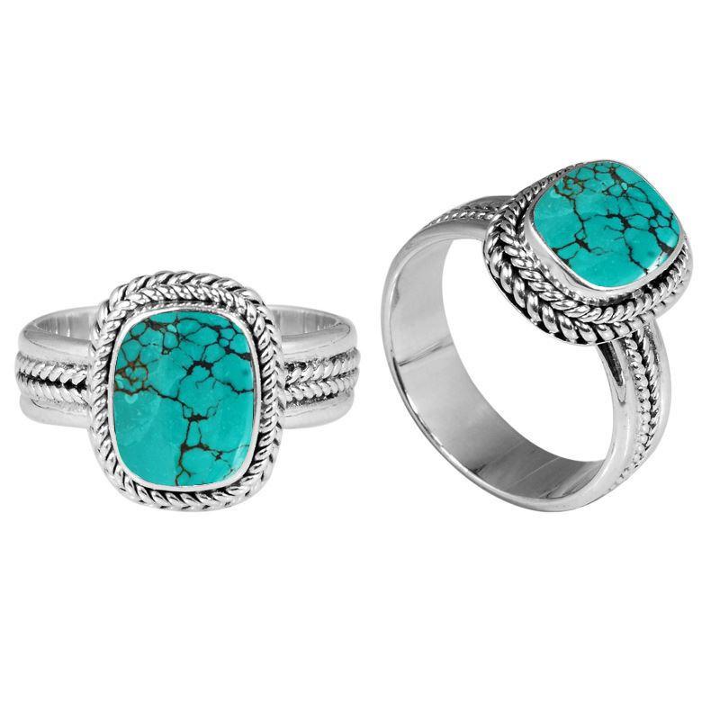 SR-8052-TQ-5" Sterling Silver Ring With Turquoise Jewelry Bali Designs Inc 
