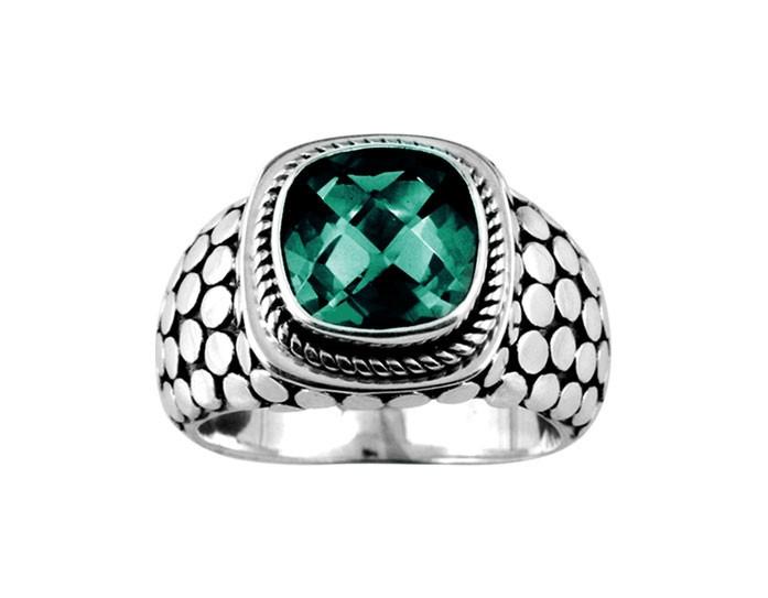 SR-8122-GQ-5" Sterling Silver Ring With Green Quartz Jewelry Bali Designs Inc 