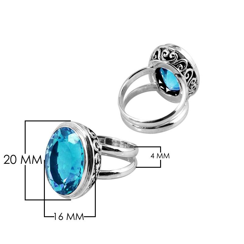 SR-8213-BT-6" Sterling Silver Ring With Blue Topaz Q. Jewelry Bali Designs Inc 