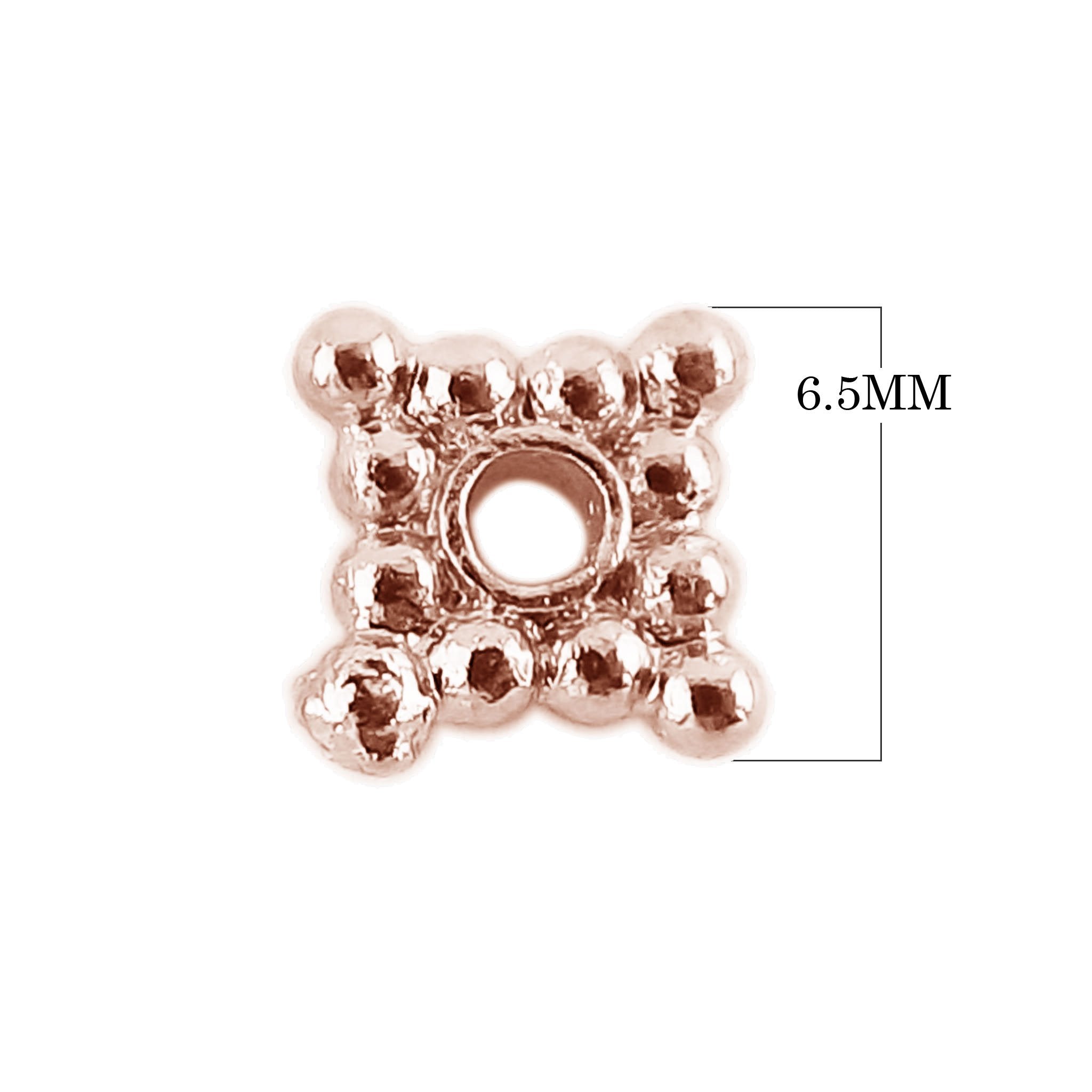 Square beaded spacer in rose gold overlay over copper handcrafted in India for retail jewelry making