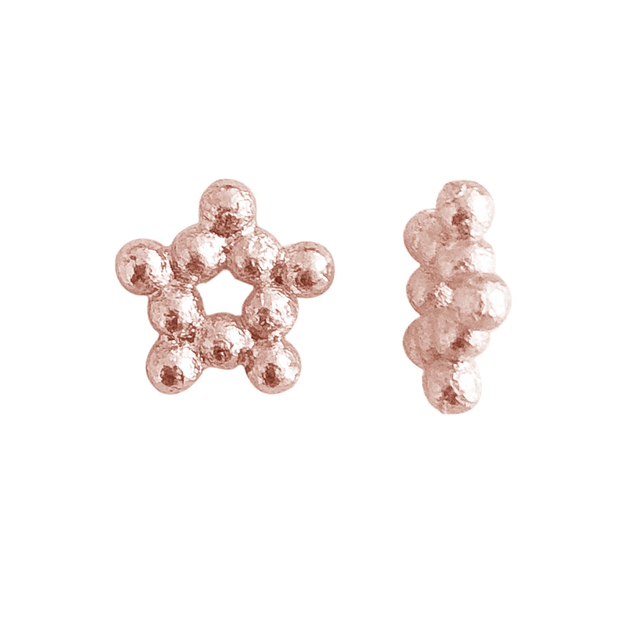 Decorative cluster spacer bead in rose gold overlay over copper handcrafted in India for retail jewelry designs