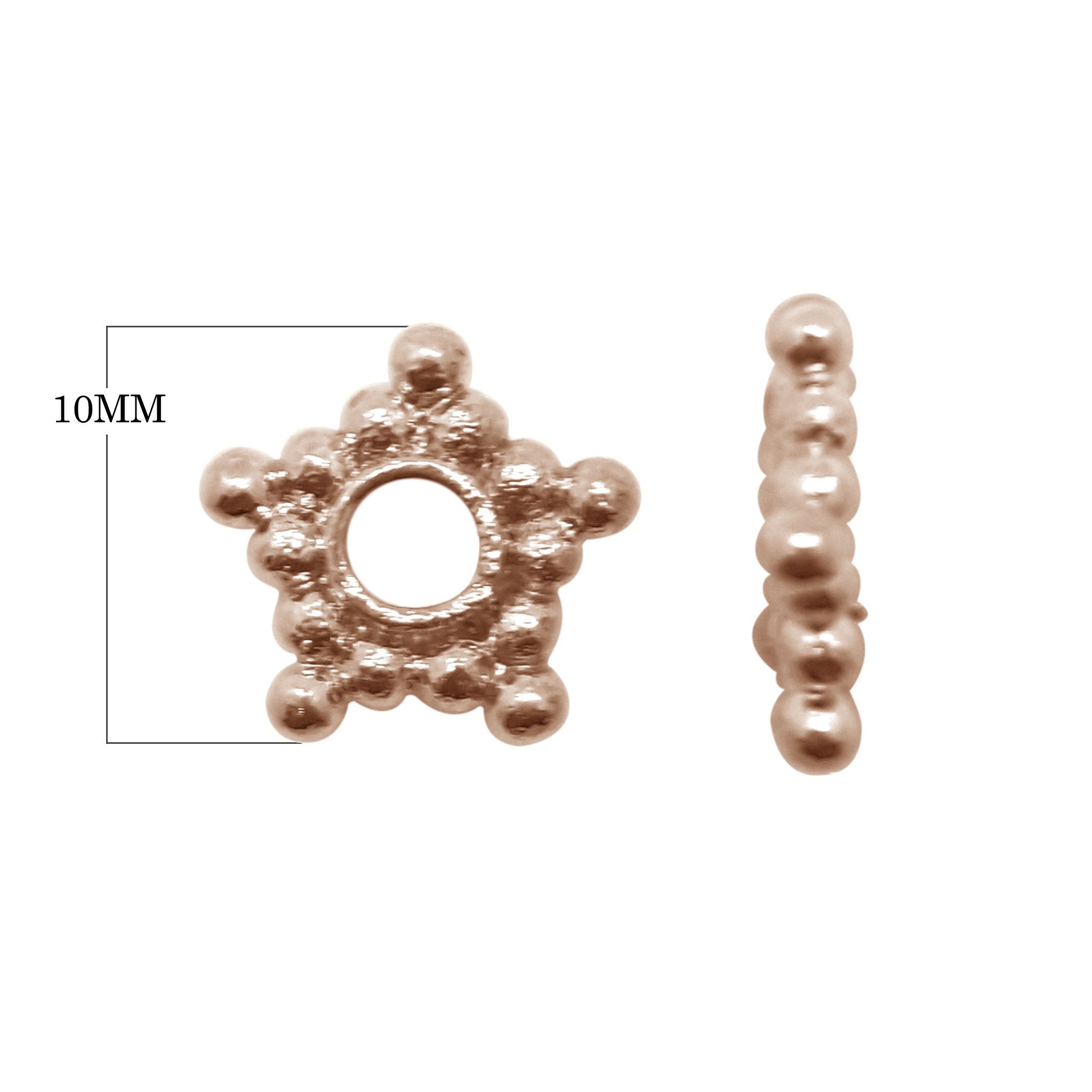Decorative dot spacer bead in rose gold overlay over copper handcrafted in India for retail jewelry designs