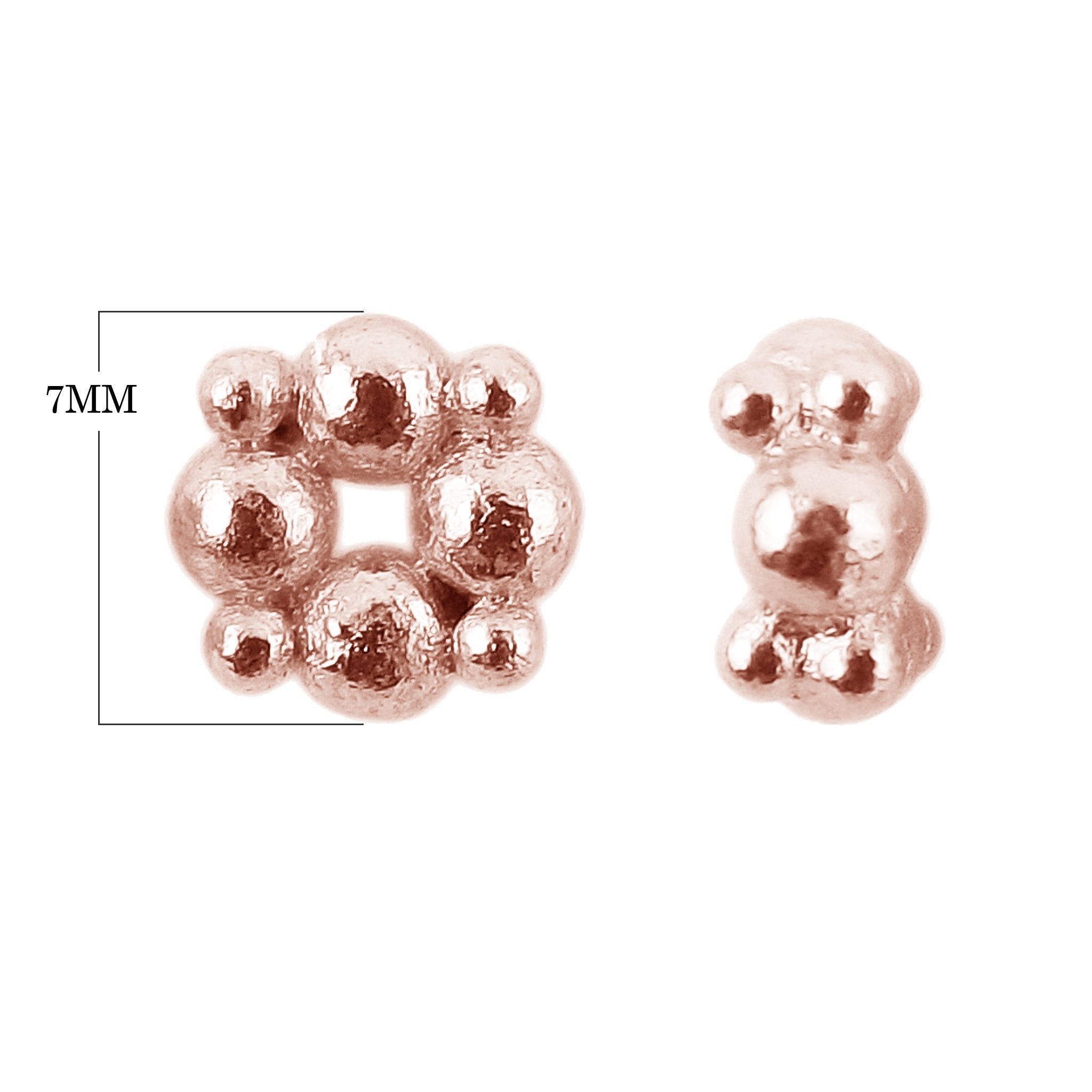 Rounded bubble spacer beads in rose gold overlay over copper handcrafted in India for retail jewelry making