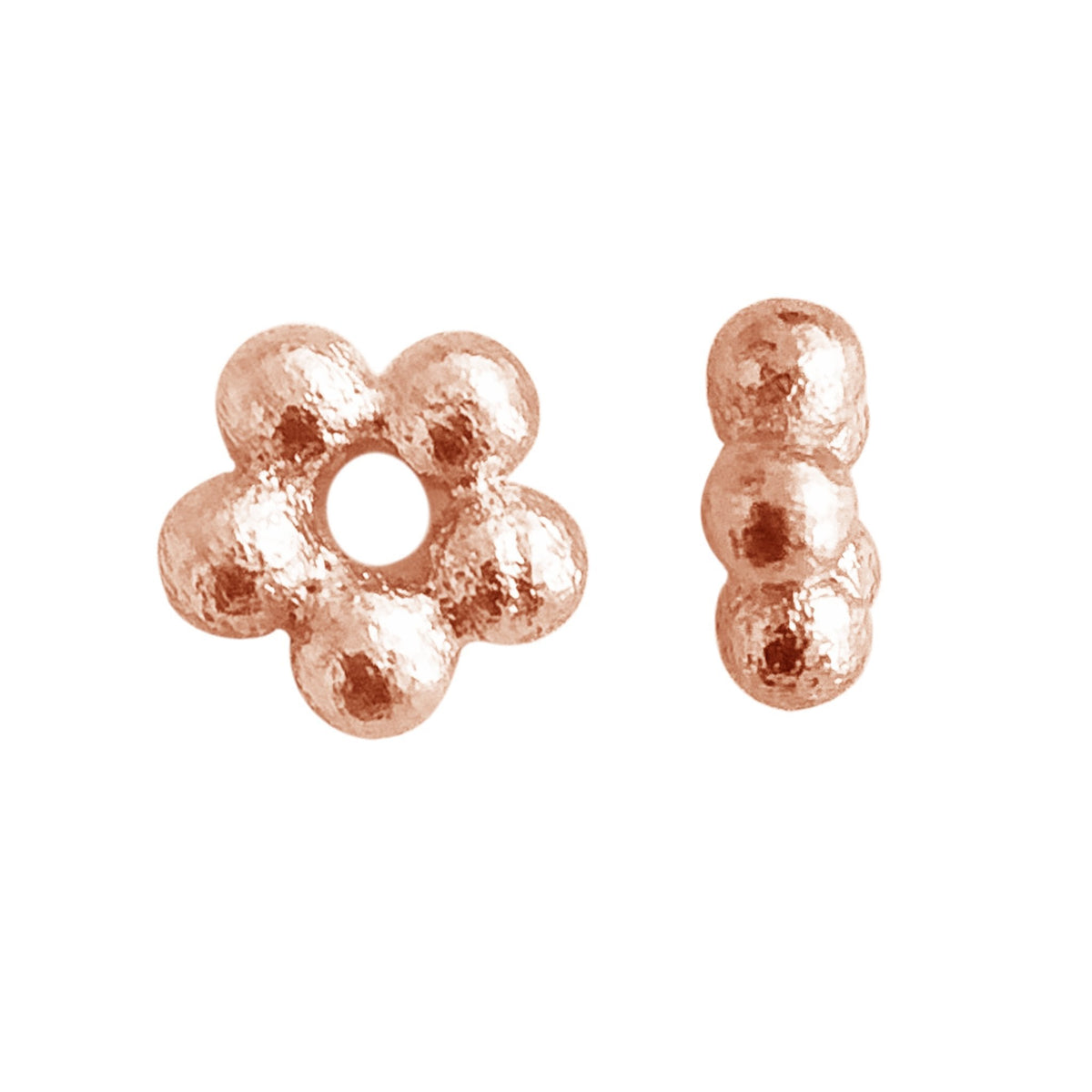 Handcrafted rose gold flower spacer beads made of copper with polished finish from India