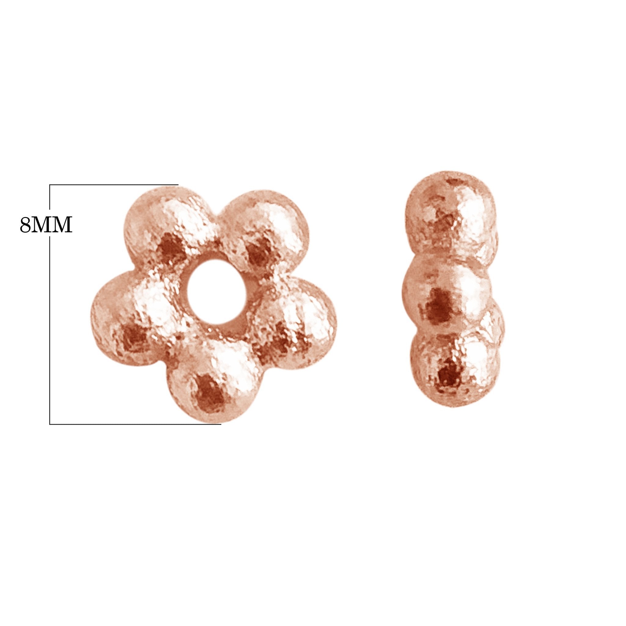 Handcrafted rose gold flower spacer beads made of copper with polished finish from India