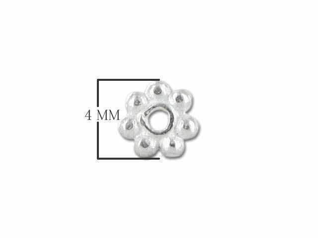 SSF-101-4MM Silver Overlay Daisy Bead Spacer Without Oxidised Beads Bali Designs Inc 