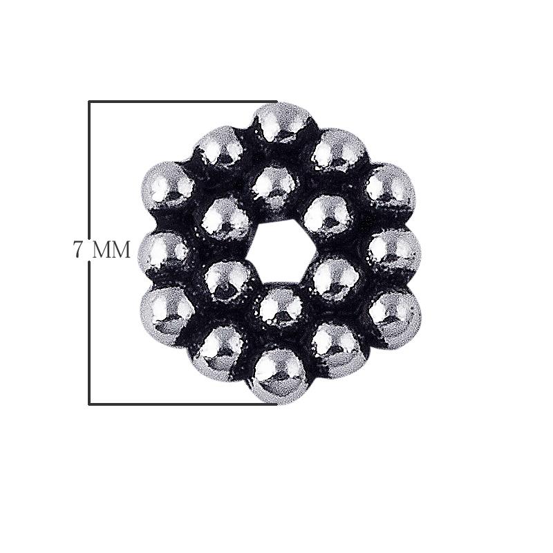 Beaded ring style spacer bead with center hole, Silver Overlay Over Copper, handcrafted in India for elegant jewelry designs.
