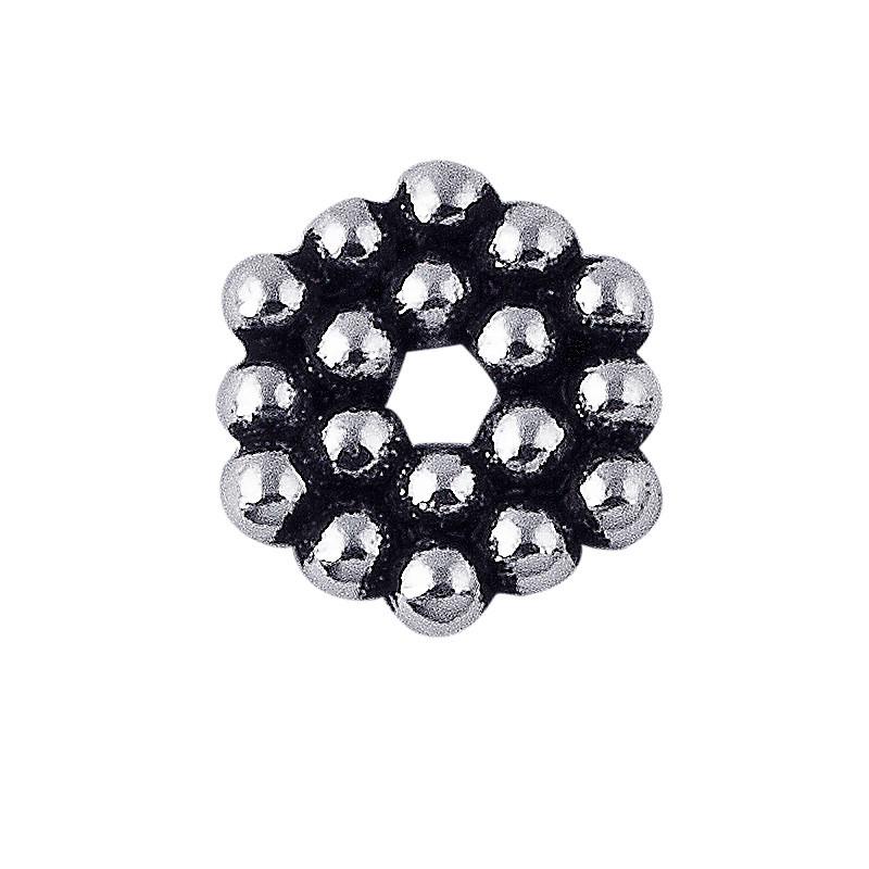 Beaded ring style spacer bead with center hole, Silver Overlay Over Copper, handcrafted in India for elegant jewelry designs.
