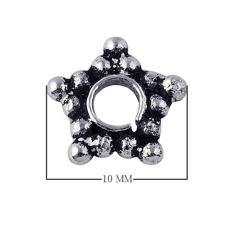 Silver overlay over copper open star spacer beads handcrafted in India with star bubble design and polished finish.