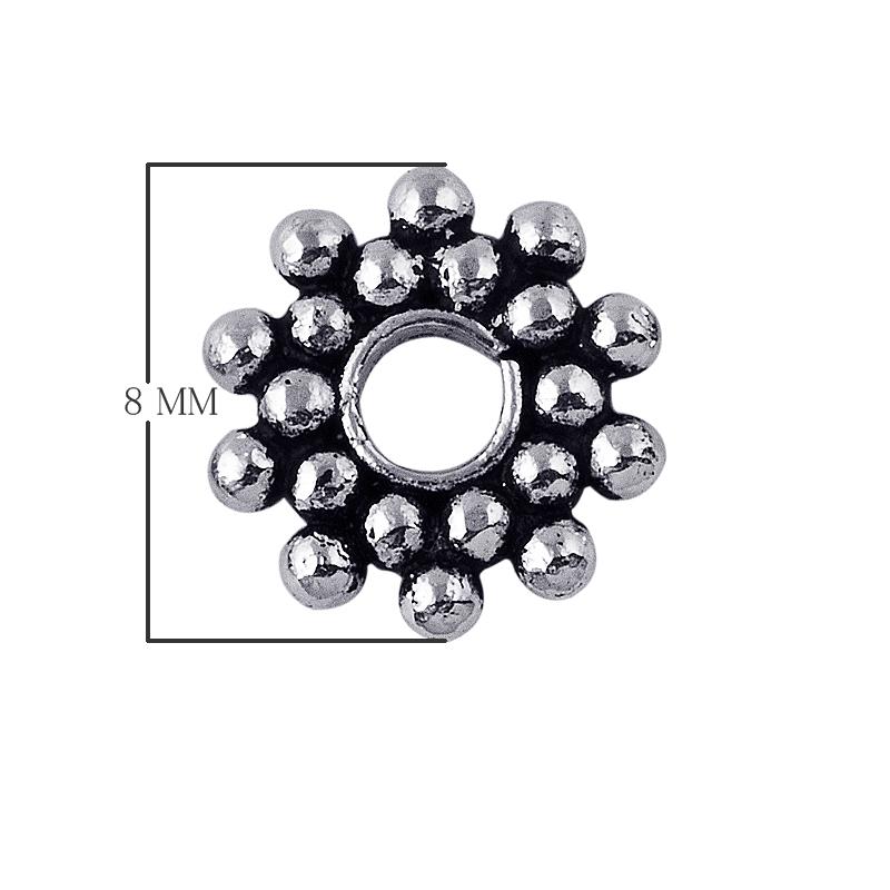 Silver overlay over copper round cluster spacer beads handcrafted in India with circular bubble design and polished finish.