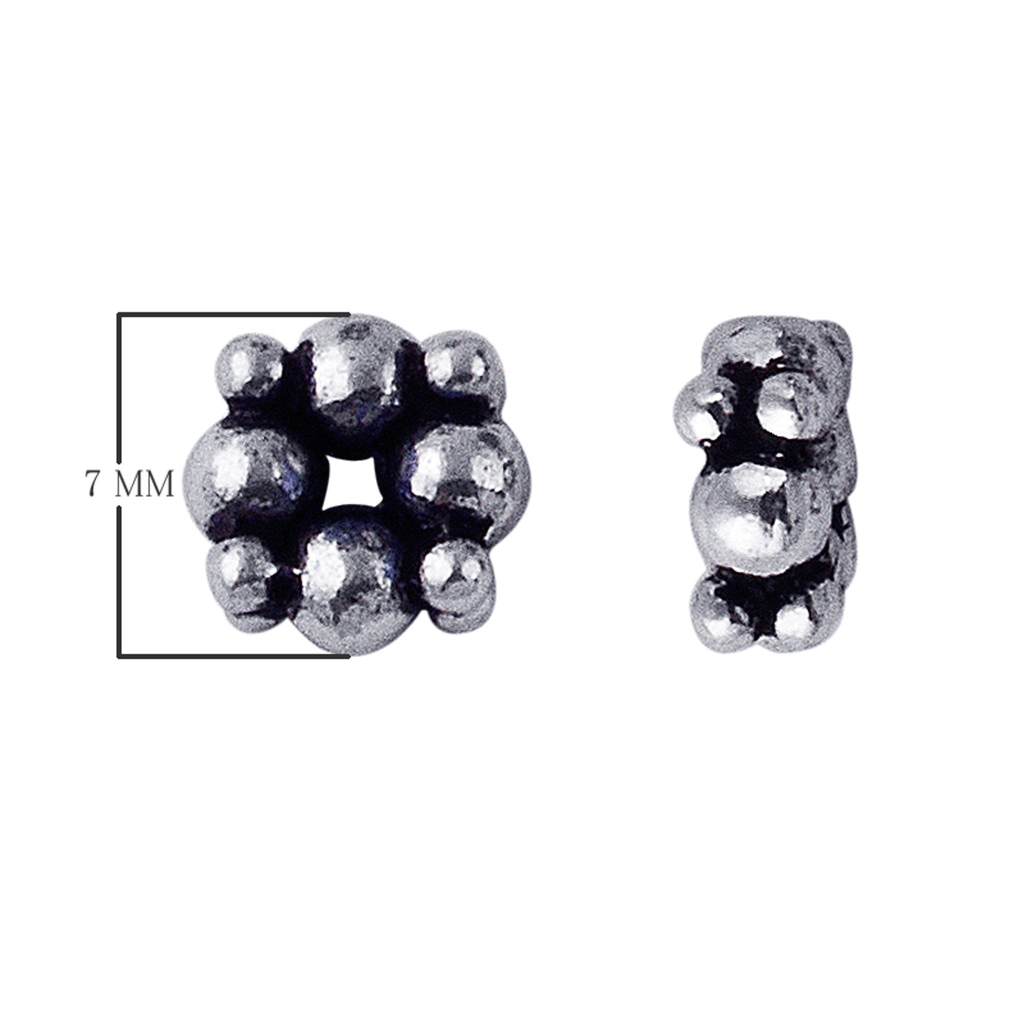 Silver overlay over copper rounded cluster spacer beads handcrafted in India with compact bubble design and polished finish.
