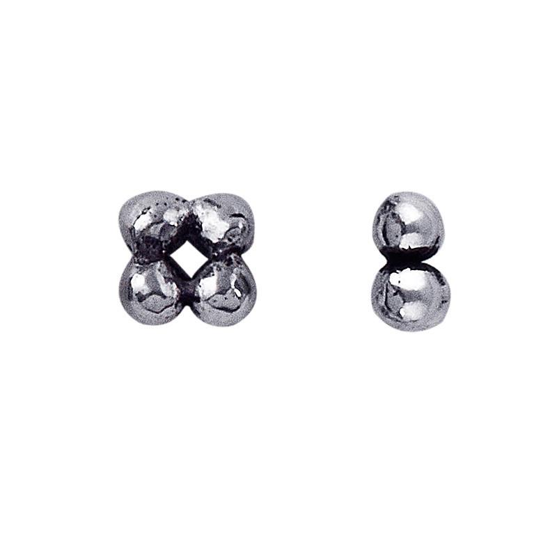 Silver overlay over copper square spacer beads handcrafted in India with square bubble design and polished finish.