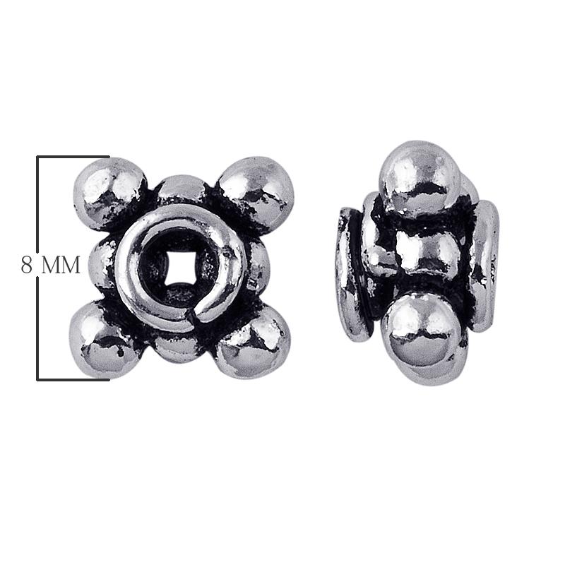 Silver Overlay Over Copper classic beaded spacer charm, handcrafted in India for handmade jewelry designs.