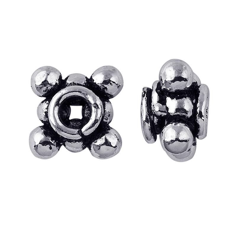 Silver Overlay Over Copper classic beaded spacer charm, handcrafted in India for handmade jewelry designs.