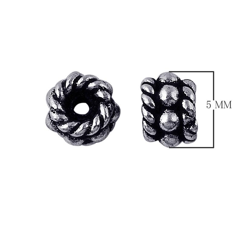 Silver Overlay Over Copper rope texture spacer charm, handcrafted in India for handmade jewelry designs.