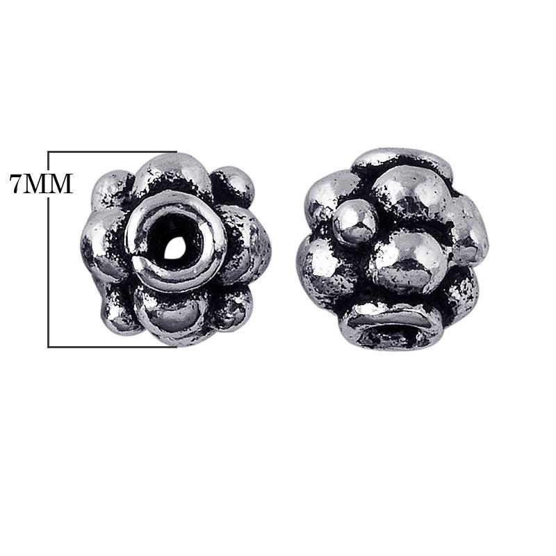 Silver Overlay Over Copper floral cluster spacer charm, handcrafted in India for handmade jewelry designs.