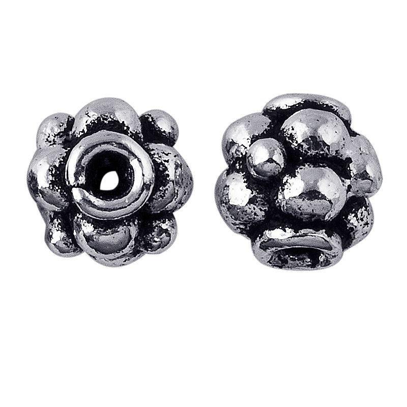 Silver Overlay Over Copper floral cluster spacer charm, handcrafted in India for handmade jewelry designs.