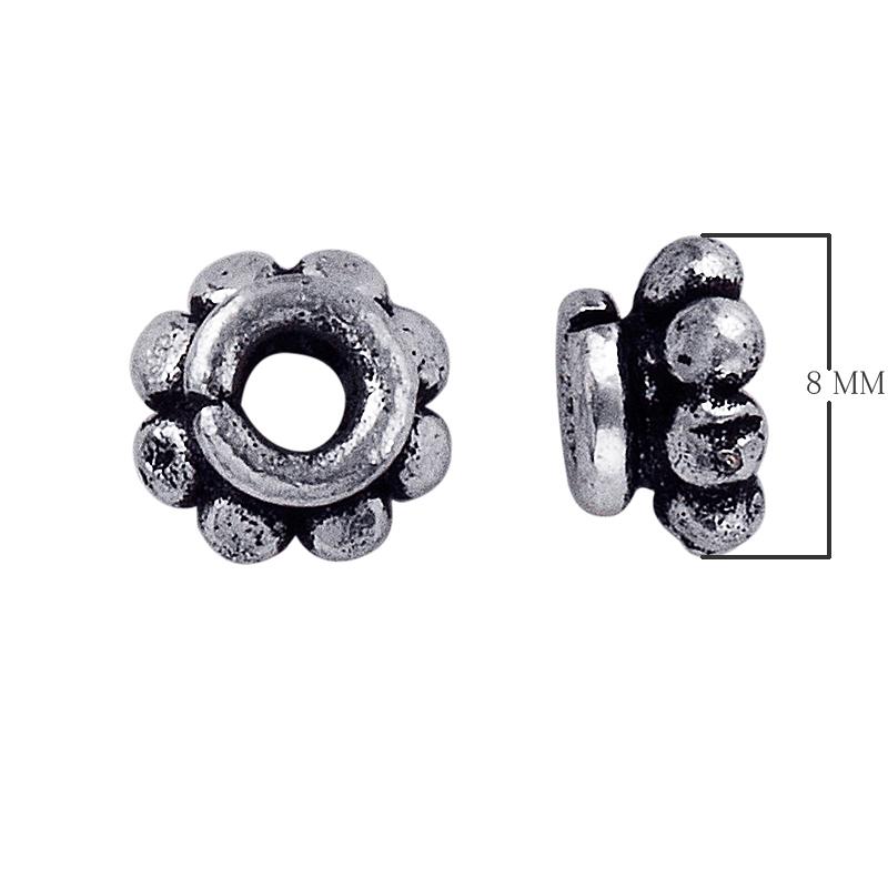 Silver Overlay Over Copper delicate floral spacer charm, handcrafted in India for handmade jewelry designs.