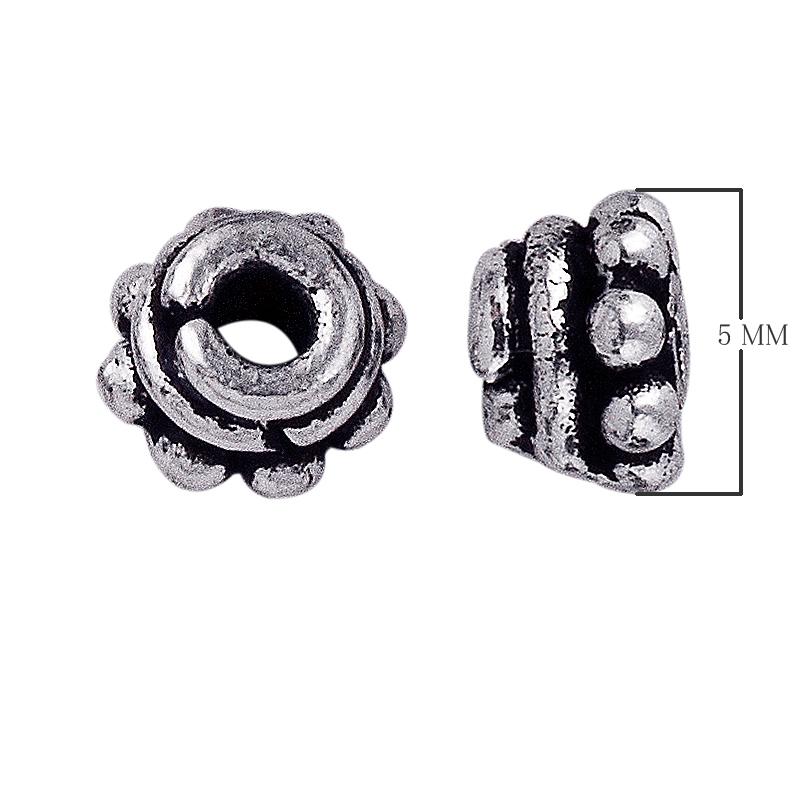 Silver Overlay Over Copper decorative layered floral spacer charm, handcrafted in India for handmade jewelry designs.