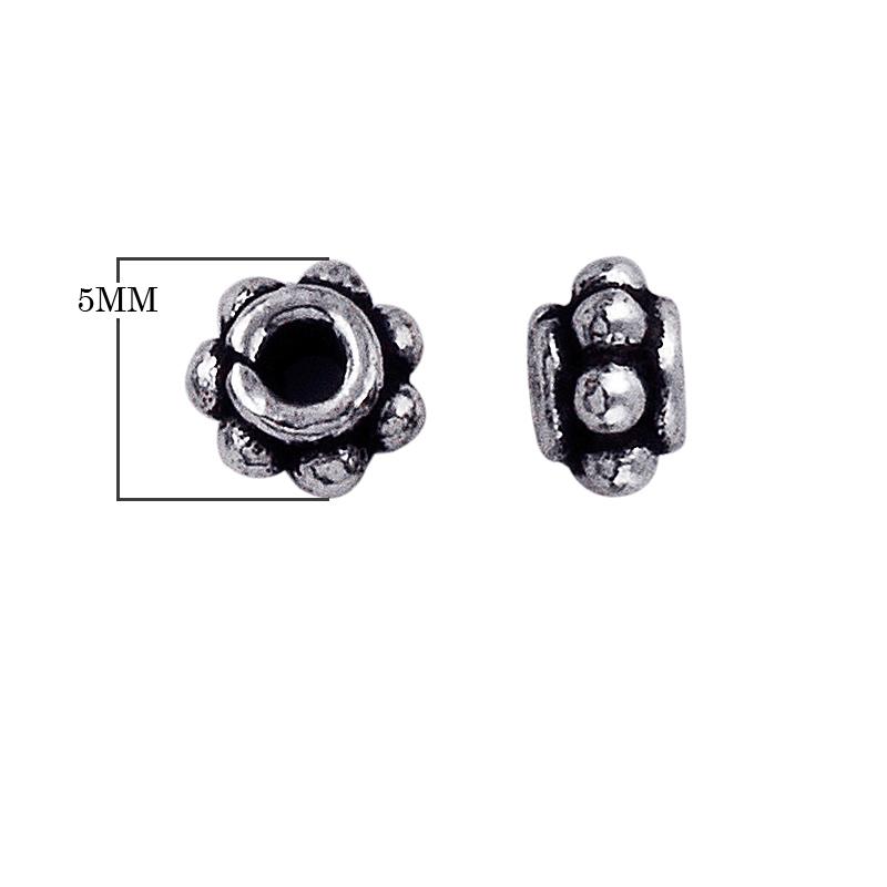 Silver Overlay Over Copper mini floral spacer charm, handcrafted in India for handmade jewelry designs.