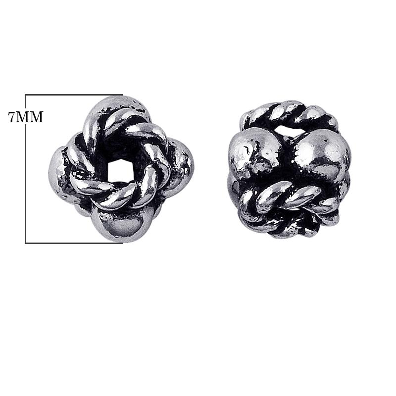 Silver Overlay Over Copper rope knot floral spacer charm, handcrafted in India for handmade jewelry designs.