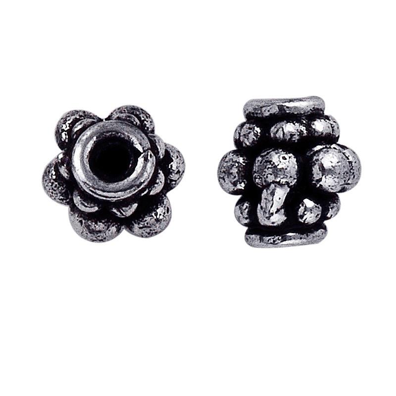 Silver Overlay Over Copper decorative rounded jewelry accent with oxidized surface handcrafted in India