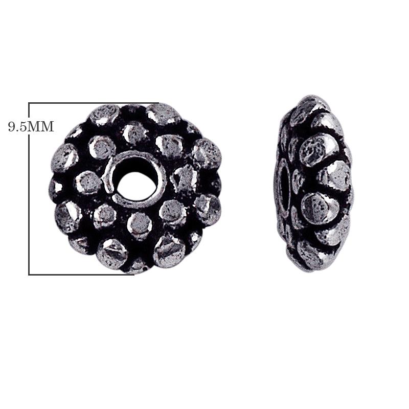 Silver Overlay Over Copper textured round jewelry accent with oxidized surface handcrafted in India