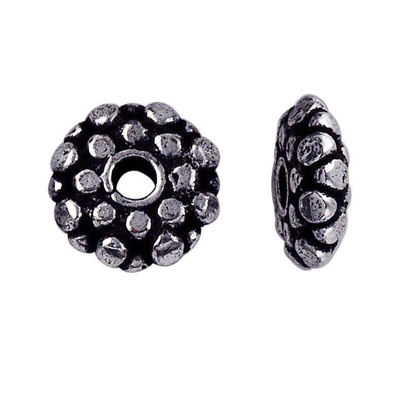 Silver Overlay Over Copper textured round jewelry accent with oxidized surface handcrafted in India