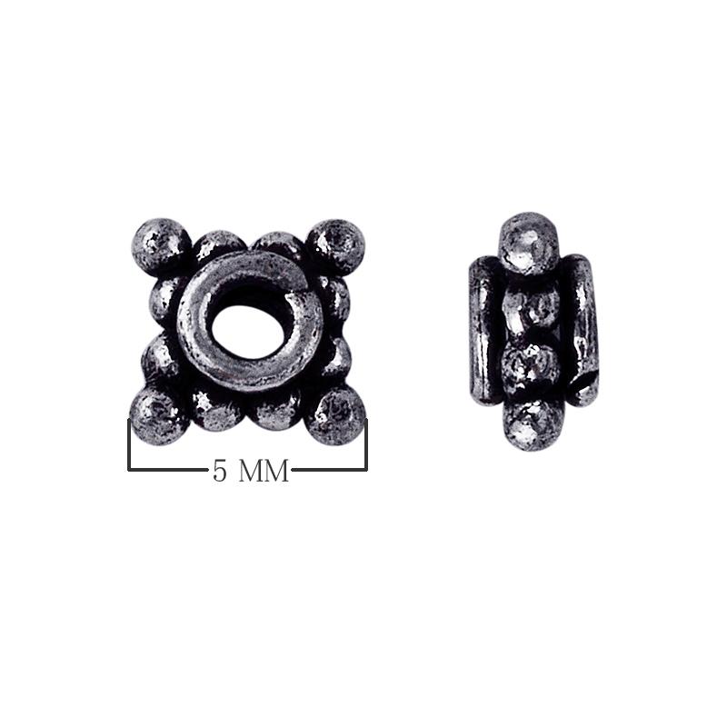 Silver Overlay Over Copper decorative spacer with raised dot texture and oxidized surface handcrafted in India