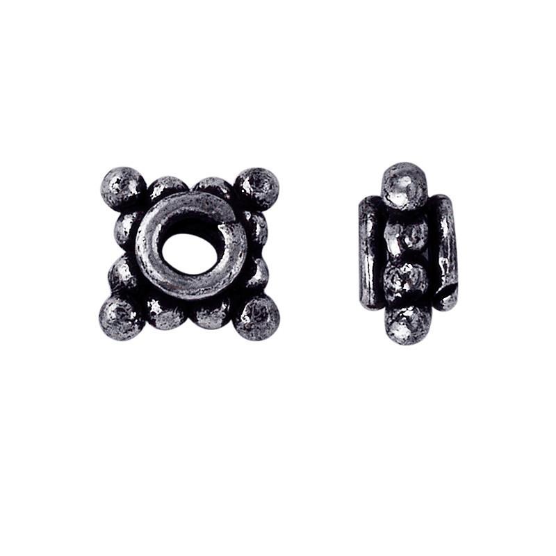 Silver Overlay Over Copper decorative spacer with raised dot texture and oxidized surface handcrafted in India