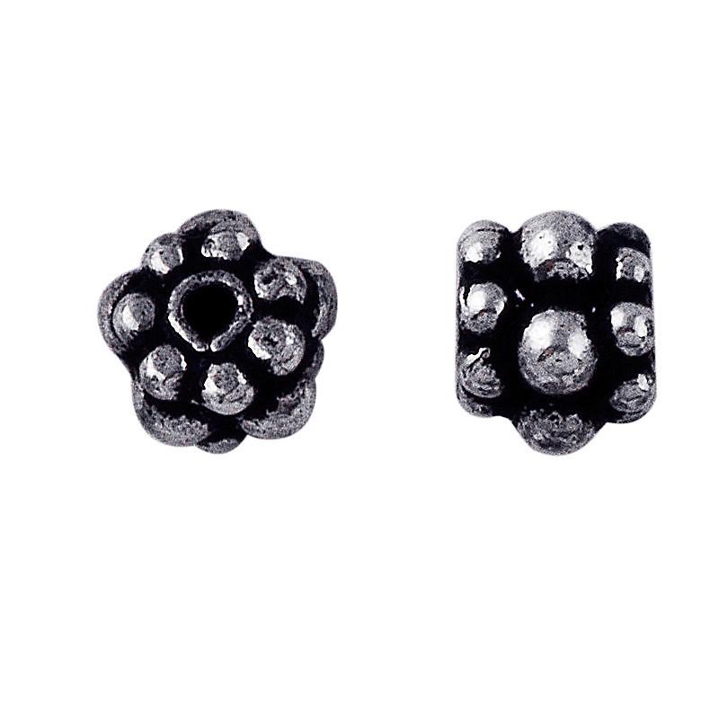 Silver Overlay Over Copper decorative spacer with rounded cluster detailing and oxidized surface handcrafted in India