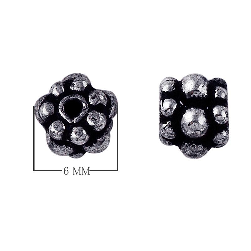 Silver Overlay Over Copper decorative spacer with rounded cluster detailing and oxidized surface handcrafted in India