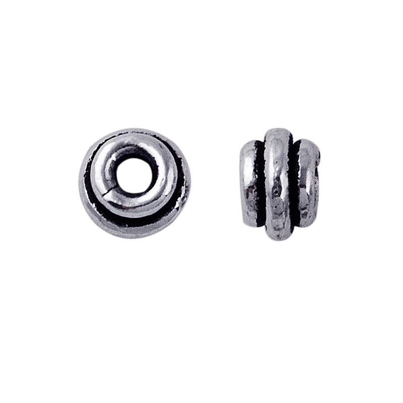 Silver Overlay Over Copper decorative spacer with layered circular design and oxidized surface handcrafted in India