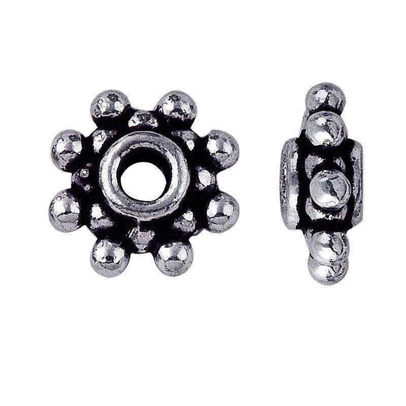 Silver Overlay Over Copper decorative spacer with raised dot detailing and oxidized surface handcrafted in India