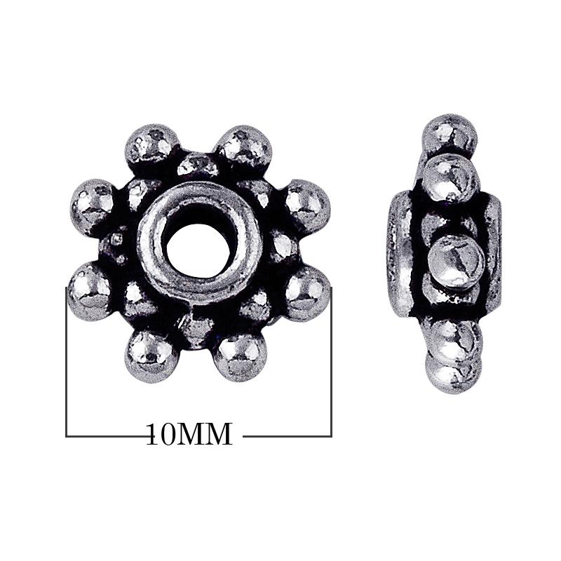 Silver Overlay Over Copper decorative spacer with raised dot detailing and oxidized surface handcrafted in India