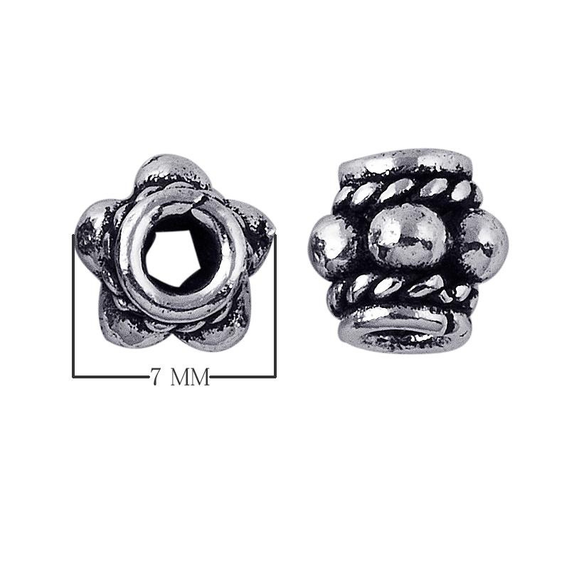 Silver Overlay Over Copper decorative spacer with floral rope texture and oxidized surface handcrafted in India