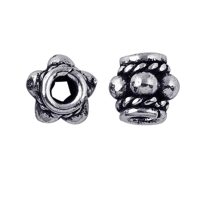 Silver Overlay Over Copper decorative spacer with floral rope texture and oxidized surface handcrafted in India