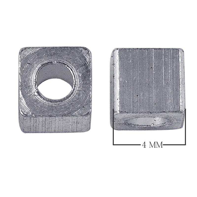 Silver Overlay Over Copper square bead handcrafted in India, polished metallic finish jewelry making component.