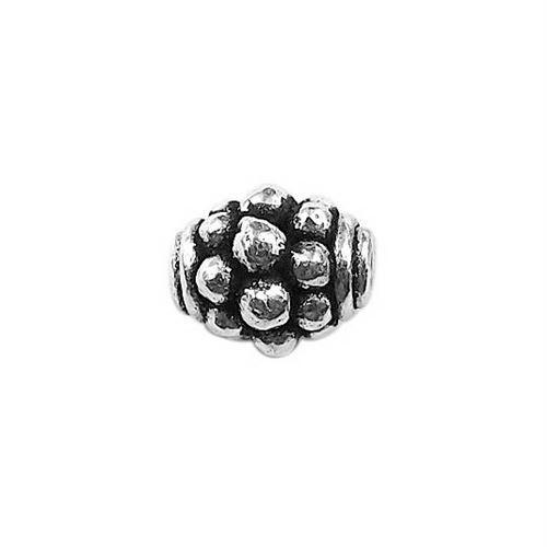 Silver Overlay Over Copper floral dome bead handcrafted in India, decorative metallic finish jewelry making component.