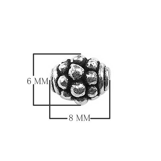 Silver Overlay Over Copper floral dome bead handcrafted in India, decorative metallic finish jewelry making component.