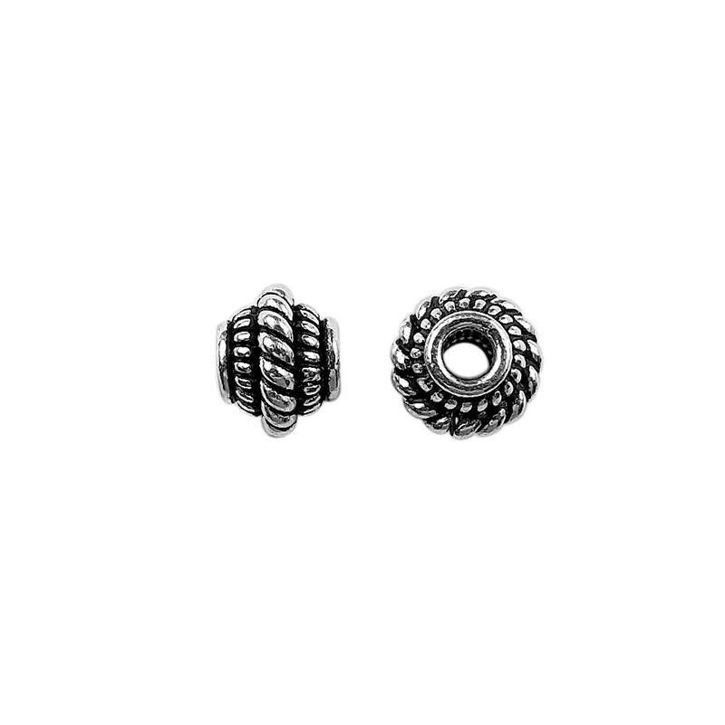 Silver Overlay Over Copper spacer beads handcrafted in India, decorative metal spacers for jewelry making.