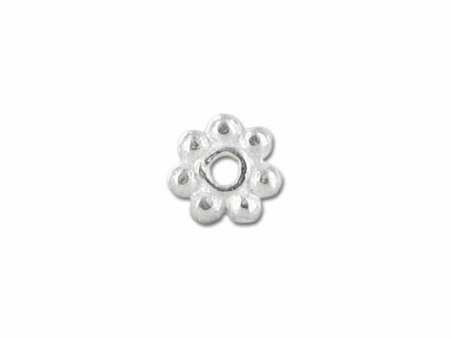Sterling silver flower spacer bead with polished handcrafted Balinese design