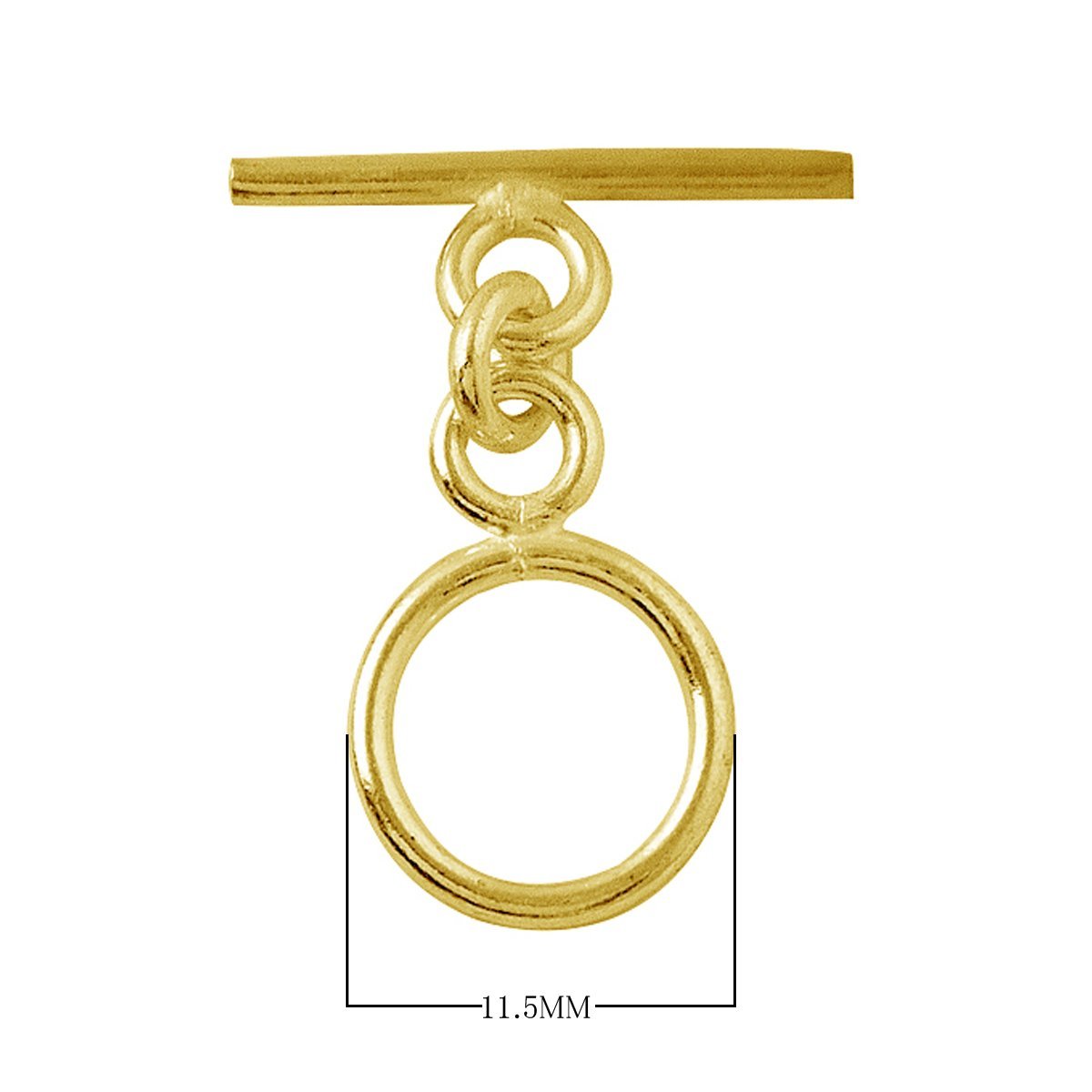 Handmade 18K gold overlay toggle clasp with polished round ring and flat bar, crafted in India for bracelets and necklaces