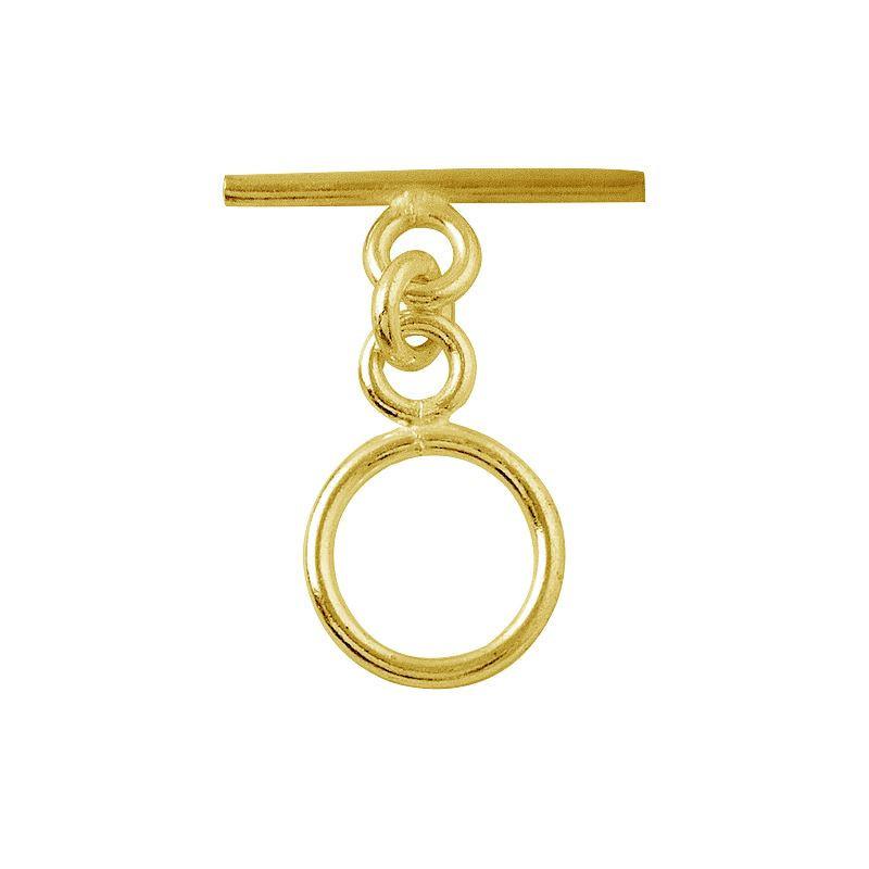 Handmade 18K gold overlay toggle clasp with polished round ring and flat bar, crafted in India for bracelets and necklaces