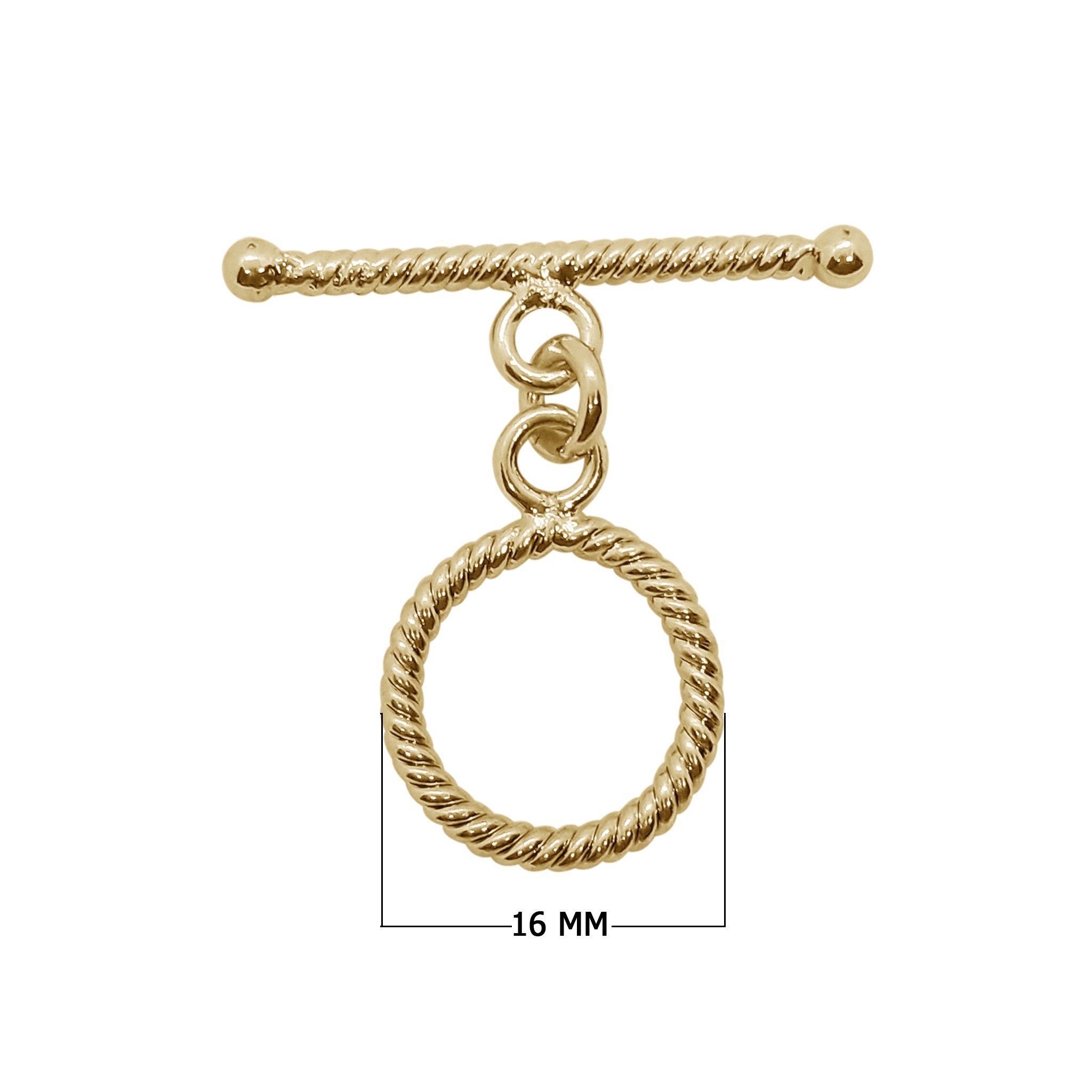 Handmade 18K gold plated rope toggle clasp with polished finish, crafted in India for bracelets and necklaces