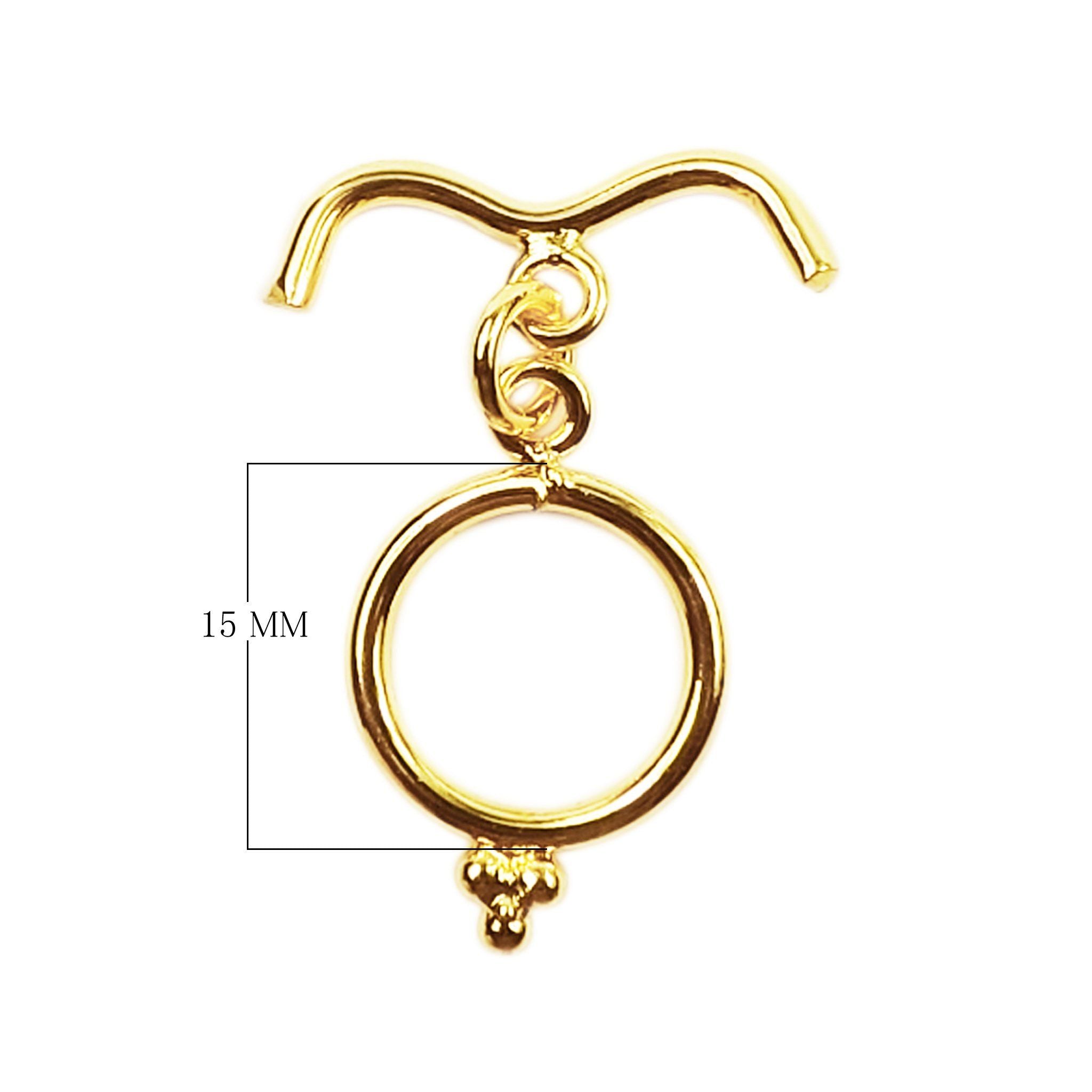 Handmade 18K gold plated grooved toggle clasp with polished finish, crafted in India for bracelets and necklaces